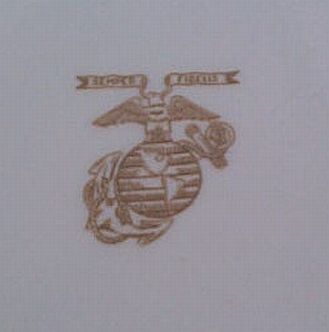 USMC Marine Corps Dinner Plate with Burgandy and Gold Sriping and Gold EGA