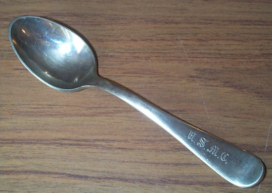 usmc marine corps plain silverplated teaspoon with scripted USMC on handle