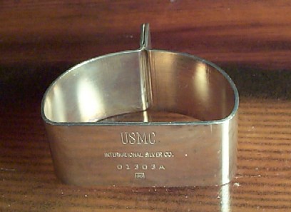 marked USMC silverplate napkin ring and place card holder