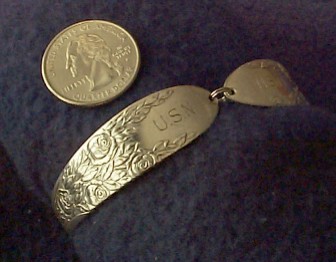 ladies bracelet 1937 ww2 USN silverplate Rose and Leaf pattern spoon handles