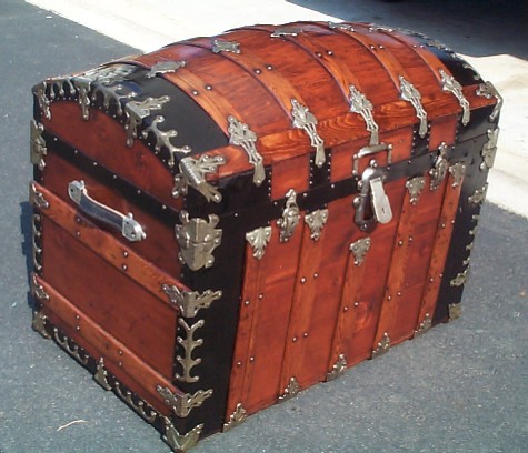 Antique Trunk Used As Military Navy Shadow Box Retirement Gift