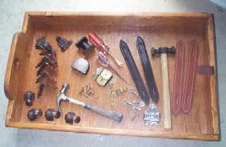 Antique trunk furniture restoration tools and equipment