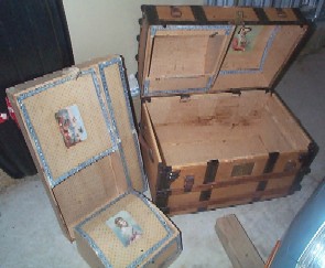 before restoration photo of pirate chest and tray