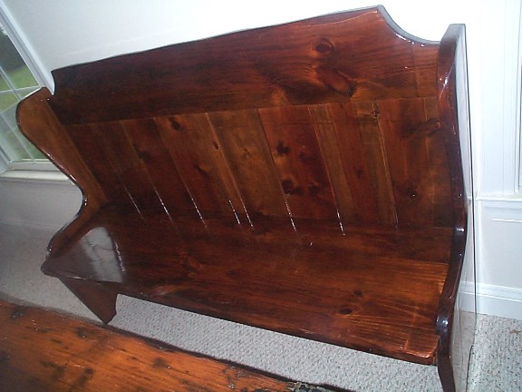 Nautical High Backed Bench or Pew from the plank of a restored WWII Liberty Ship Hatch Cover
