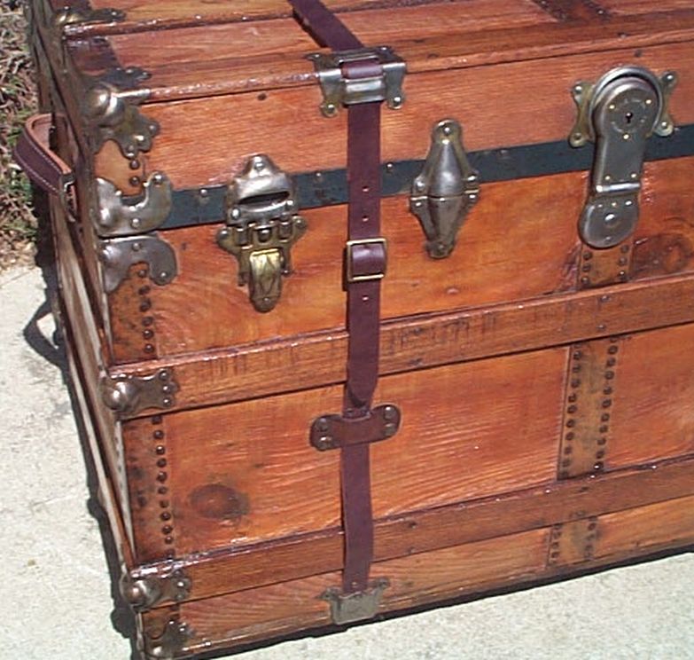 371 Red Steamer Trunks For, Leather Trunk Corners