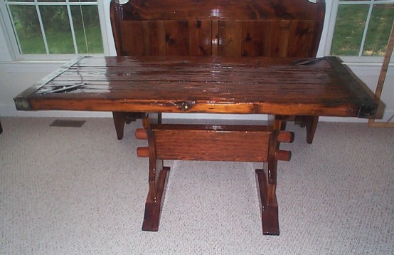 Nautical Table from restored WW2 Liberty Ship Hatch Cover